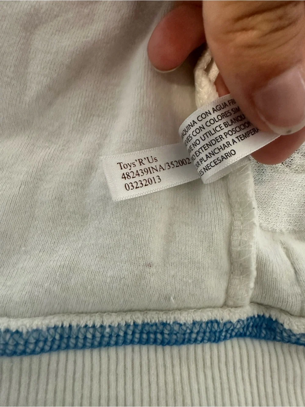 BabiesRUs Cream Hoodie Jacket with Blue Trim and Animal Pockets